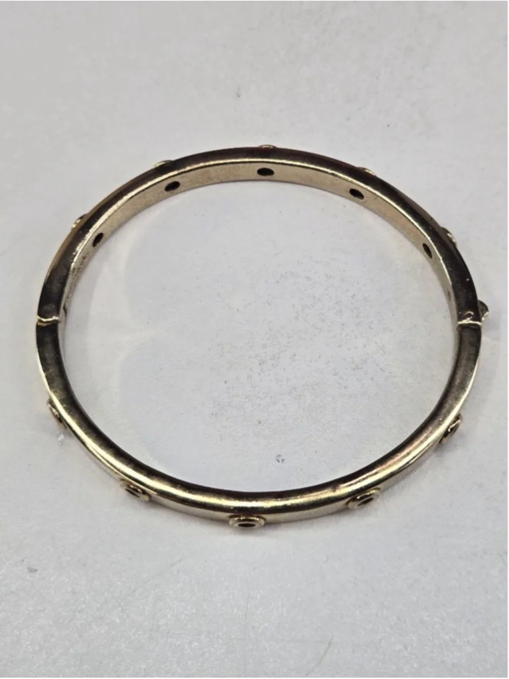 Kate Spade Goldtone Hole Station Bangle Bracelet Classic Collectible Fun - Picture 2 of 10